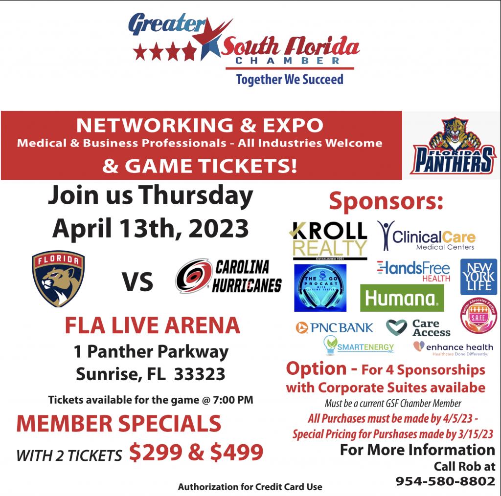 Florida Panthers - Networking & Tickets for game @ FLA LIVE ARENA
